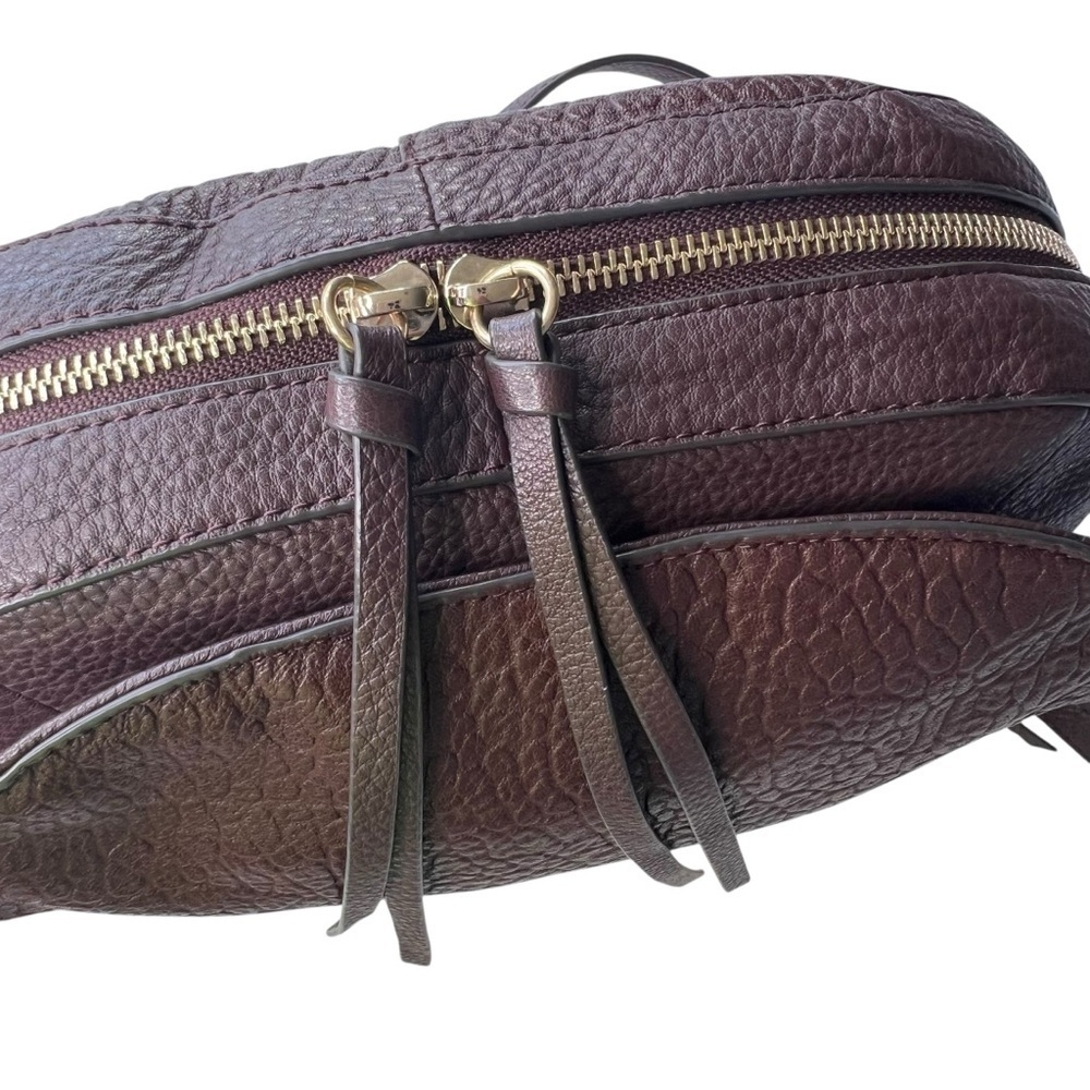 Vince Camuto Large Lamb Leather Crossbody Bag – Ida Black Cherry - Picture 13 of 16